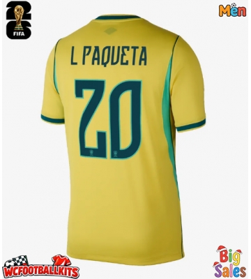 Brazil Lucas Paqueta #20 Replica Home Stadium Shirt World Cup 2026 Short Sleeve
